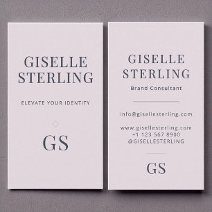 Cartão De Visita Rosa Quartz Roxo Monograma Elegante Minimalista