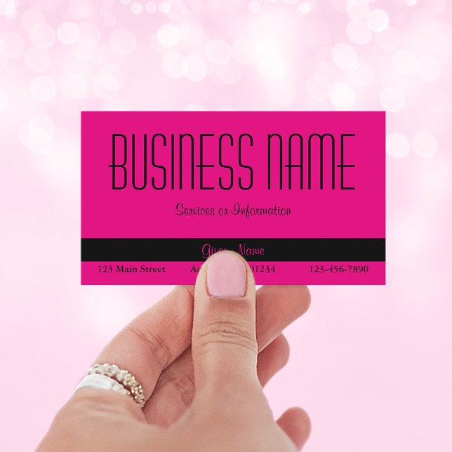 Cartão De Visita Rosa quente e preto (Hot Pink and Black Business Card)
