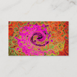 Cartão De Visita Rosa Quente Groovy Abstrato Retro Líquido Turbilhã