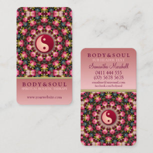 Cartão De Visita Rosa Rosa Feminina Beleza Yin Yang Holistic