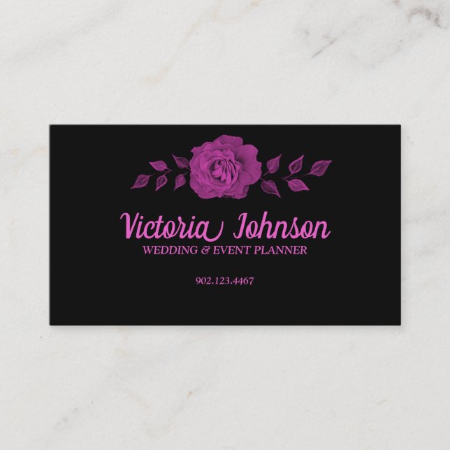 Cartão De Visita Rosa Rosa Preta Greve (Frente)