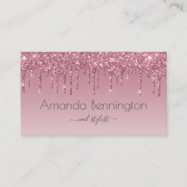 Cartão De Visita Rosa rosa rosa Dourada Faux Glitter com Logotipo