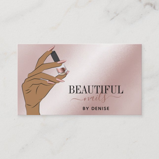 Cartão De Visita rosa salão-unhas-unhas-unhas-unhas-mão-mulher-mão- (Frente)