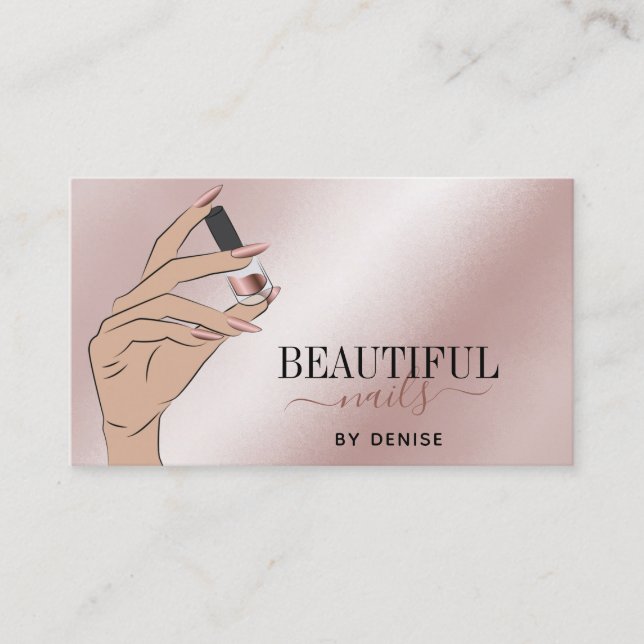 Cartão De Visita rosa salão-unhas-unhas-unhas-unhas-mão-mulher-mão- (Frente)