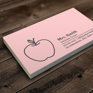 Cartão De Visita Rosa simples do professor de Apple