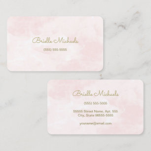 Cartão De Visita Rosa Suave Aquarela Minimalista