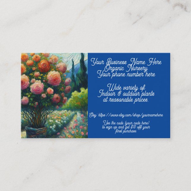 Cartão De Visita Rosa Topiary Plant Nursersery - Compro de Vendas (Frente)