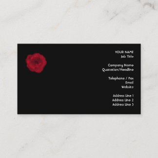 Cartão De Visita Rosa vermelha. Fundo preto