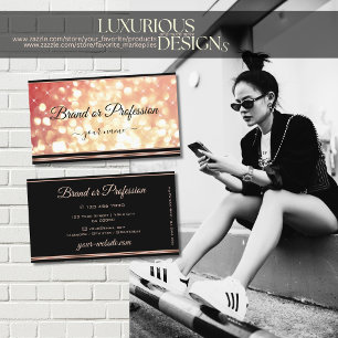 Cartão De Visita Rosa Vermelho Elegante - Estrelas brilhantes do Ou