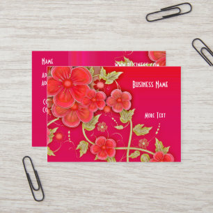Cartão de Visita Rosa Vermelho Floral