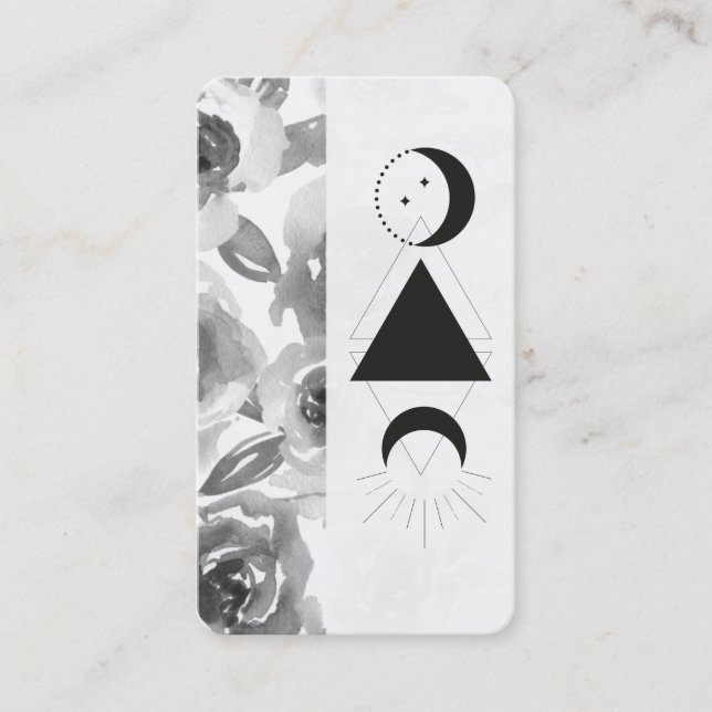 Cartão De Visita *~* Rosa Wisteria Alchemy Moon Triangle Floral (Frente)