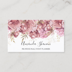 Cartão De Visita Rosas Blush Flower White Event Planner QRCODE