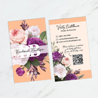 Cartão De Visita Rosas bonito de Peach Vintage Código Floral Boutiq