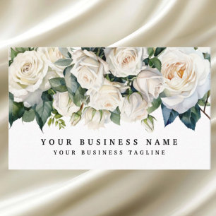 Cartão De Visita Rosas Brancas Elegantes Flores Floral