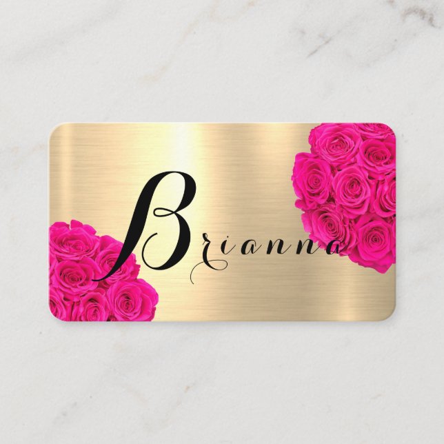 Cartão De Visita Rosas brilhantes Dourados B - Letra (Frente)