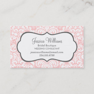 Cartão De Visita Rosas claro e Damasco Floral Elegante