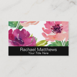 Cartão De Visita Rosas de Aquarela Floral Feminina