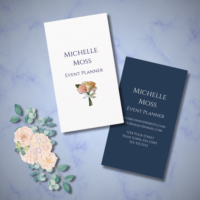 Cartão De Visita Rosas de Blush Botânico Elegante Buquê Floral (Criador carregado)