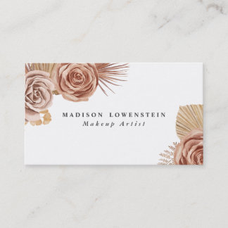 Cartão De Visita Rosas de Boho Beige de Watercolor Folm