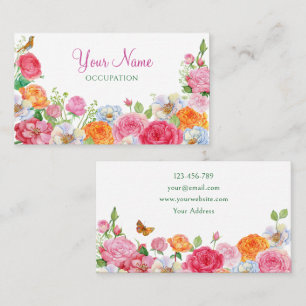 Cartão De Visita Rosas de Flores de Arte