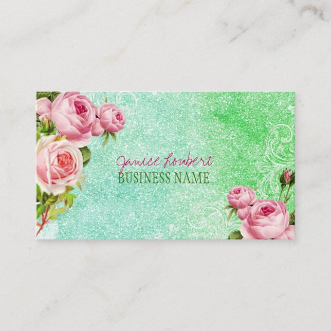 Cartão De Visita Rosas de vinheta PixDezines/aquarela (Frente)