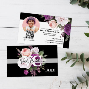 Cartão De Visita Rosas de Vintage em Preto e Branco Lista de Beleza
