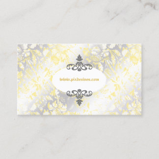 Cartão De Visita Rosas de Vintage PixDezinves Amarelo+Cinza