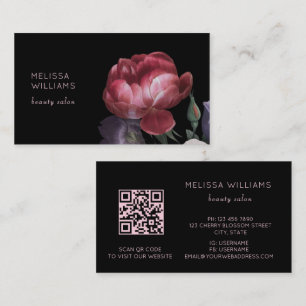Cartão De Visita Rosas Desenhados à Mão Flor Preto