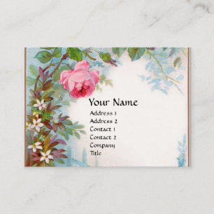 Cartão De Visita ROSAS E JASMINES PINK GEM MONOGRAMA branco