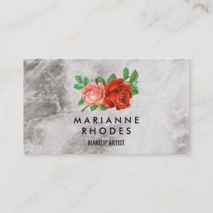 Cartão De Visita Rosas e Marble