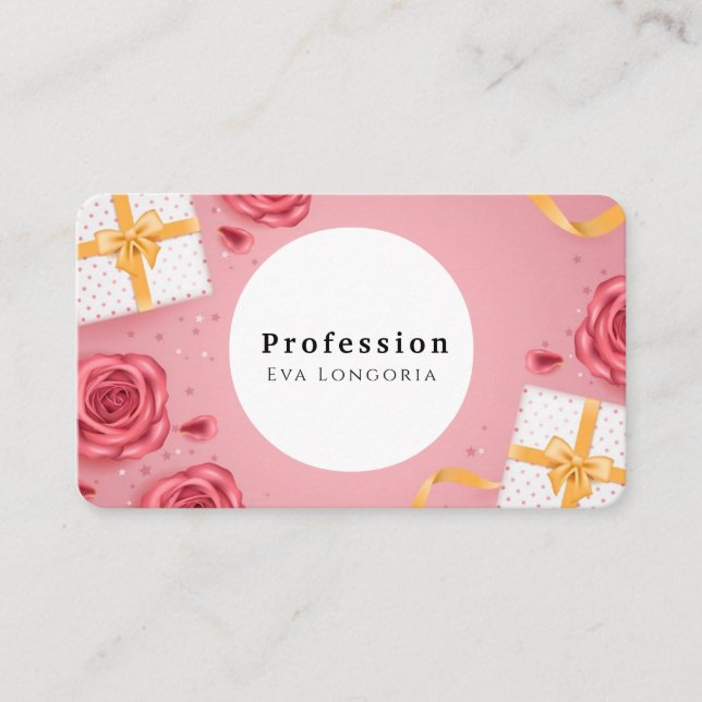 Cartão De Visita Rosas e presentes (Frente)