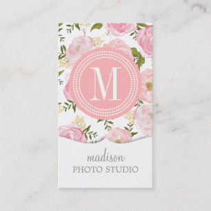 Cartão De Visita Rosas elegantes do rosa do vintage personalizados