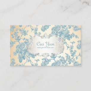 Cartão De Visita rosas em quadrinhos/azuis PixDezinves/fundo DIY