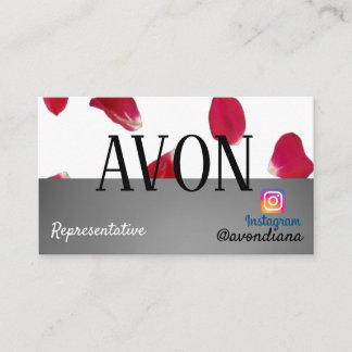 Cartão De Visita rosas estéticos de prata do logotipo Avon Instagra