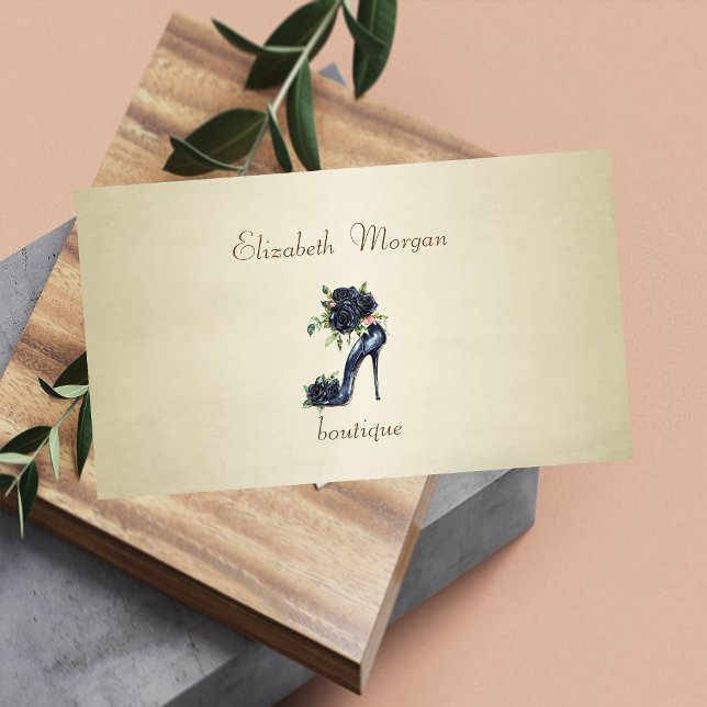 Cartão De Visita Rosas pretos de saltos altos profissionais elegant (Criador carregado)