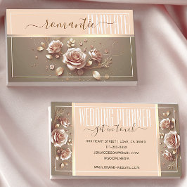 Cartão De Visita Rosas Românticos Anestésicos Decorativos do Ouro