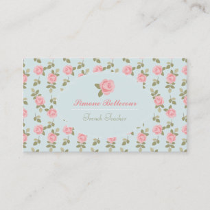 Cartão De Visita Rosas românticos do vintage de Alice