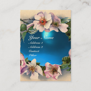 Cartão De Visita Rosas SELVAGENS COM MONOGRAMA DE PEDRA AZUL AQUA