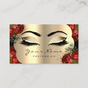 Cartão De Visita Rosas vermelhas florais do chicote preto Dourado
