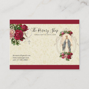 Cartão De Visita Rosas vermelhas rosa-rosa católicas Virgem Mary B