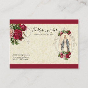 Cartão De Visita Rosas vermelhas rosa-rosa católicas Virgem Mary B