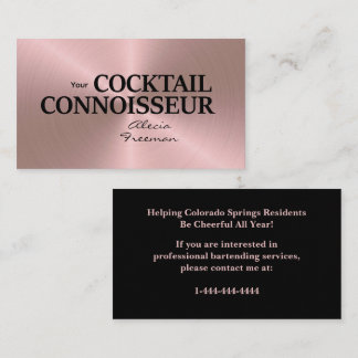 Cartão De Visita Rose Gold Brushed Event Bartender Business Card