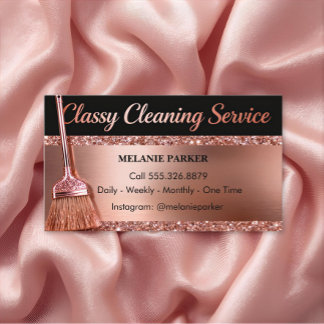 Cartão De Visita Rose Gold Classy Cleaning Services