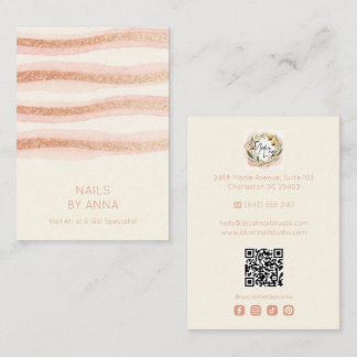 Cartão De Visita Rose Gold Glam Nails Business Card TMF26