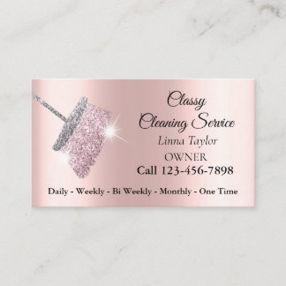 Cartão de Visita Rose Silver Pink Serviço de Limpe