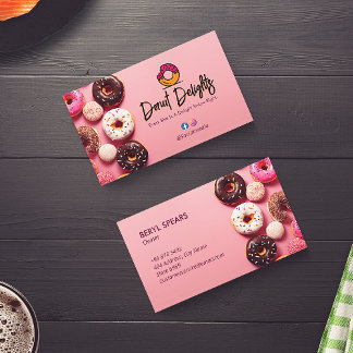 Cartão De Visita Rosquinha Business doce | Rosquinhas cor-de-rosa