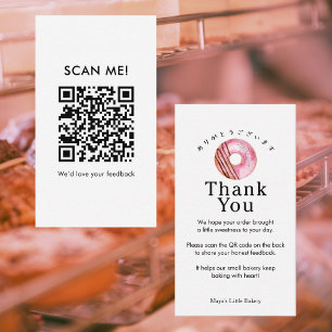 Cartão De Visita Rosquinha Rosa Rústica Deixe uma Avaliação QR Code