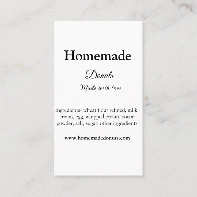 Cartão De Visita Rosquinhas caseiras feitas com amor adicionar text (Frente)