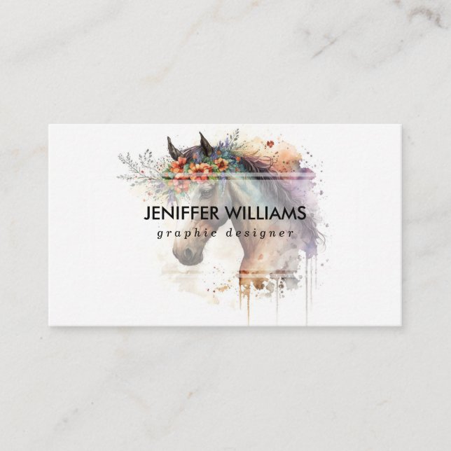 Cartão De Visita Rosto de cavalo com coroa (Frente)