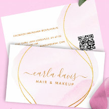 Rosto Rosado Assinatura Script Aquarela Dourado QR